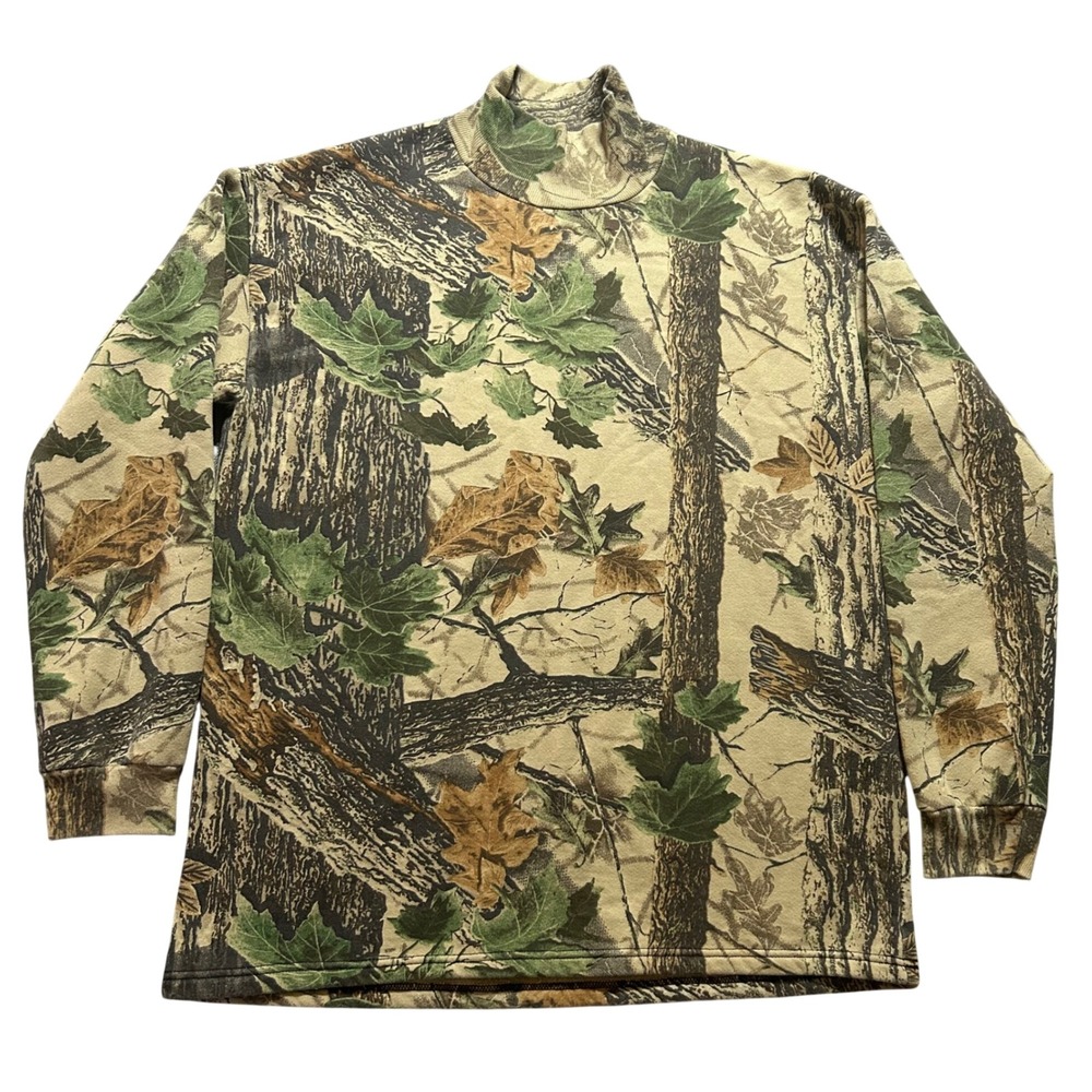 VTG Realtree Mock Neck Sweatshirt Mens XXL Camo Long Sleeve Cotton Made in USA